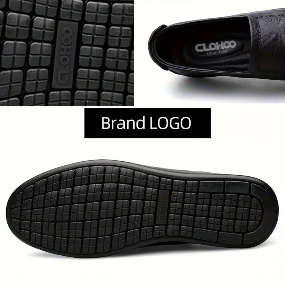 Clohoo Men's Black NWOT Handcrafted Cowhide Faux Leather Slip-On Loafers Sz US 7 - Picture 4 of 12